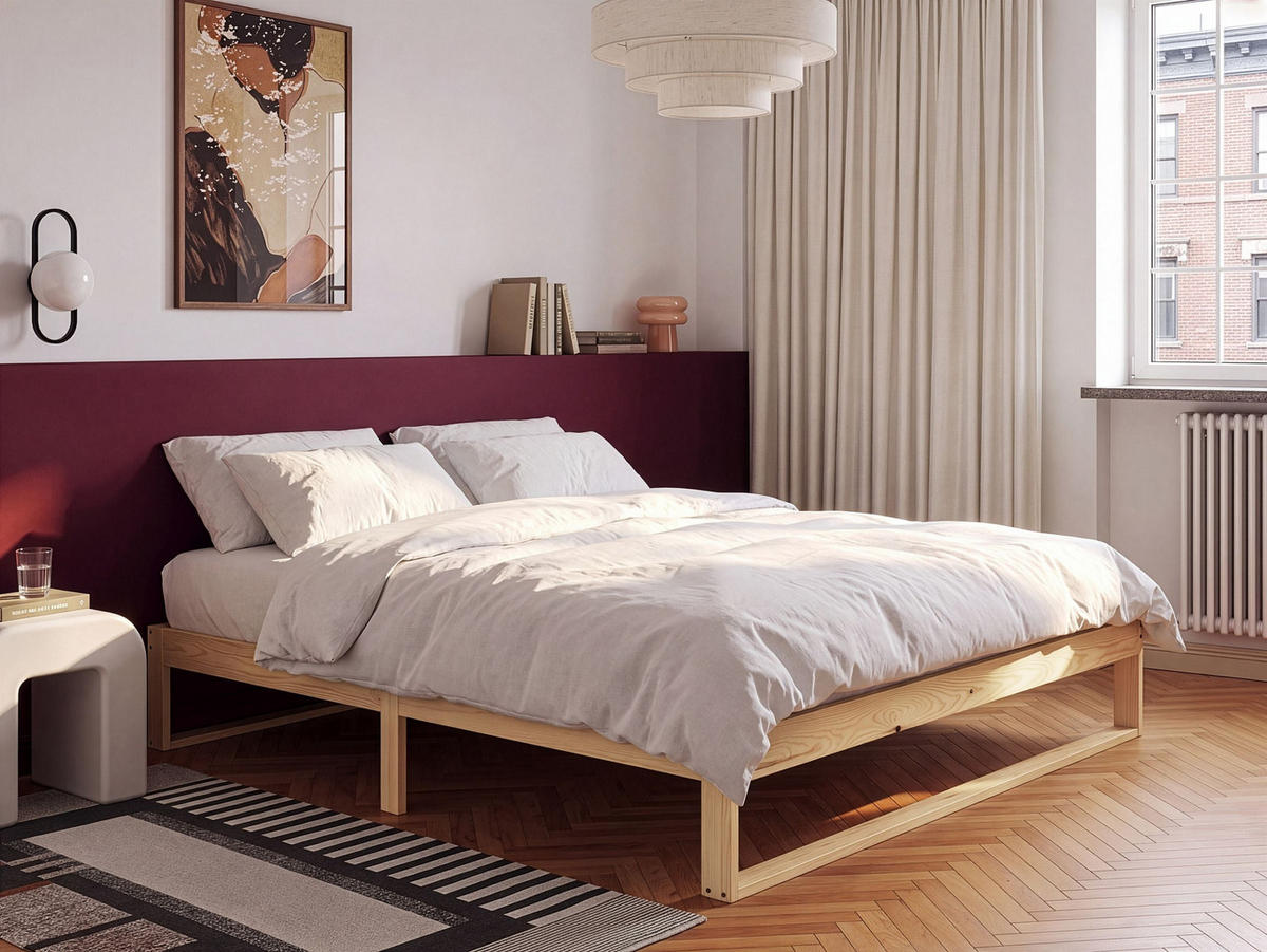 BETT ohne Kopfteil 160/200 Kiefernholz Hellbraun Talairan - Hellbraun/Braun, Holz (160/200cm) - Beliani