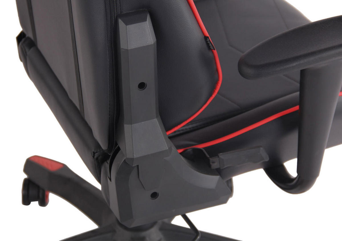 GAMINGSTUHL Lederlook schwarz/rot - Chromfarben/Rot, Kunststoff/Textil (65/128/50cm) - CLP