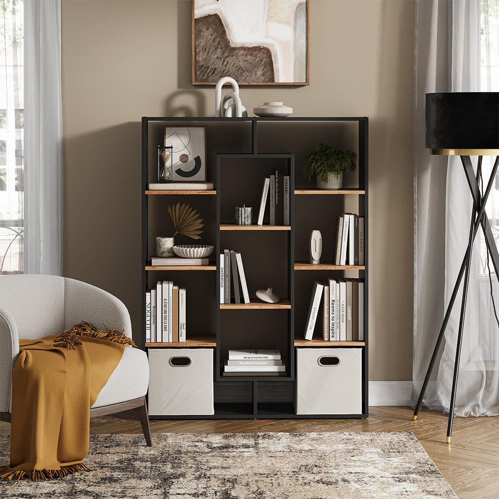 Thumbnail - Vicco Raumteiler, Anthrazit, Holzwerkstoff, 11 Fächer, Rechteckig, 107.2x143x29 cm, Wohnzimmer, Raumteiler & Paravents, ...