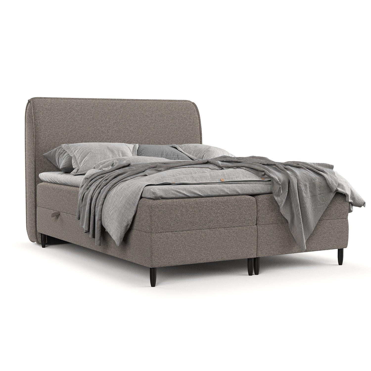 BOXBETT Lunaro 120/200 cm Beige im Bubble Stoff - Beige/Schwarz, Holz/Holzwerkstoff (120/200cm) - AltaBeds