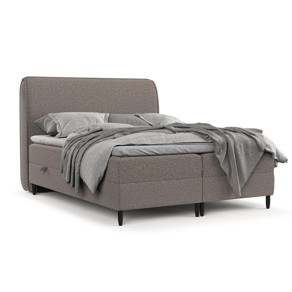 BOXBETT Lunaro 140/200 cm Beige im Bubble Stoff - Beige/Schwarz, Holz/Holzwerkstoff (140/200cm) - AltaBeds