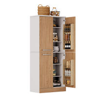 KUHINJSKI ormar od MDF-a, 76/42/180 cm bijela/prirodni hrast, 4-vratni s podesivim policama - bijela, drvni materijal (76/180/42cm) - BEAOK