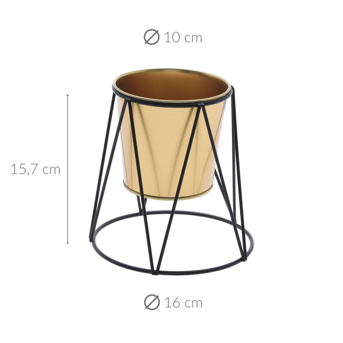 BLUMENTOPF mit Ständer - Goldfarben, Metall (16/15.7cm) - Home Styling Collection