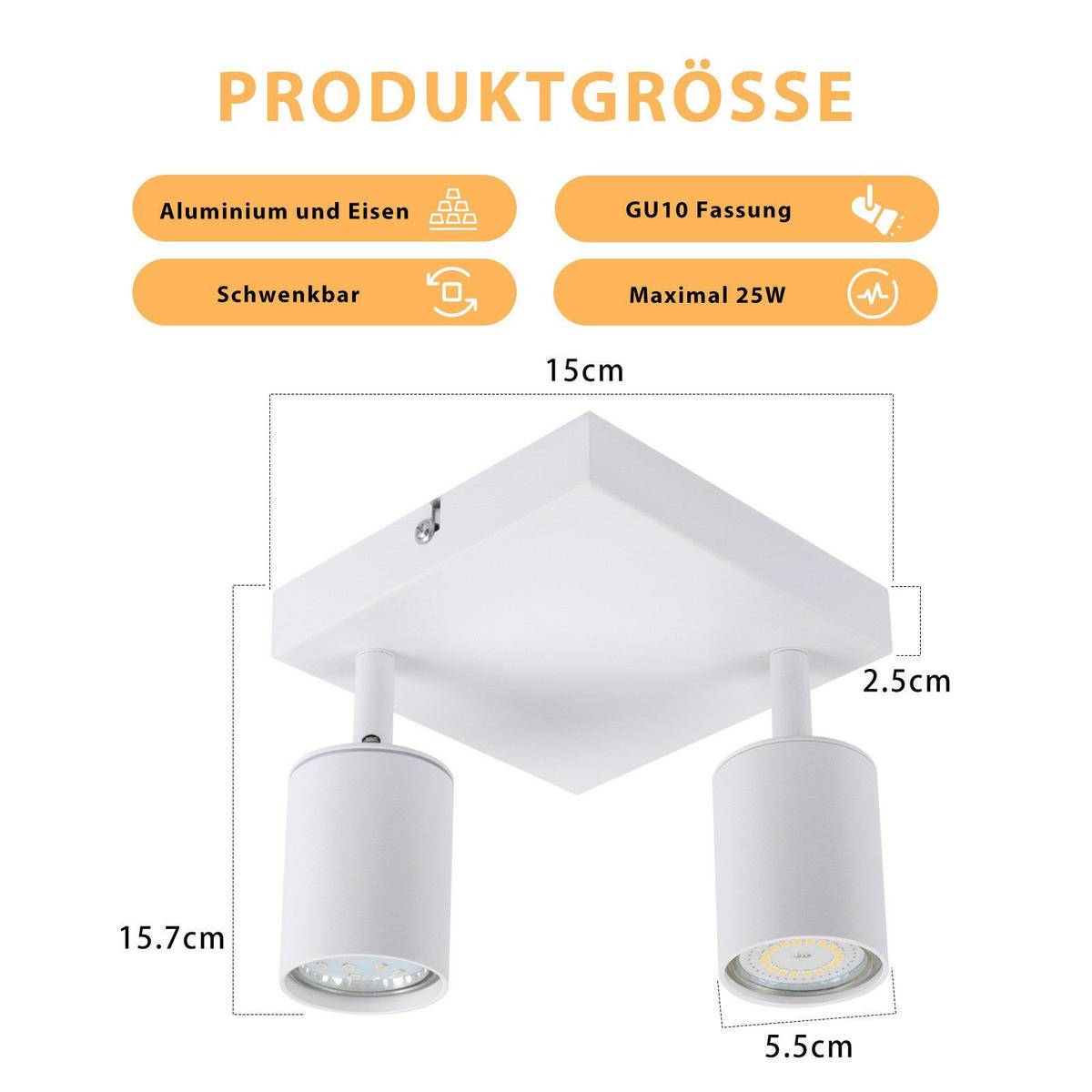 STRAHLER Einfallsreich 2-flammig 15/15/14.4 cm - Weiß, Metall (15/15/14.4cm) - ZMH