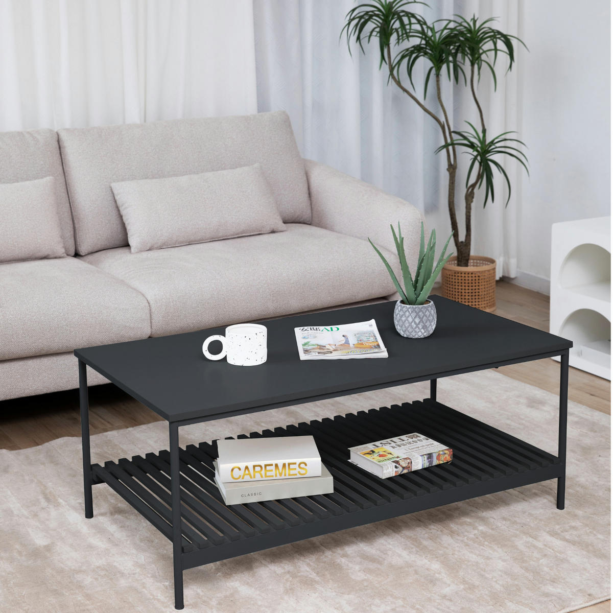 COUCHTISCH AMAL rechteckig schwarz - Schwarz, Holz (60/110/45cm) - SVITA