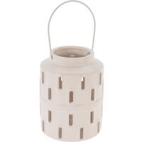 LATERNE für Kerze mit Metallgriff 10/13 cm - Ecru, Keramik (10/13/10cm)