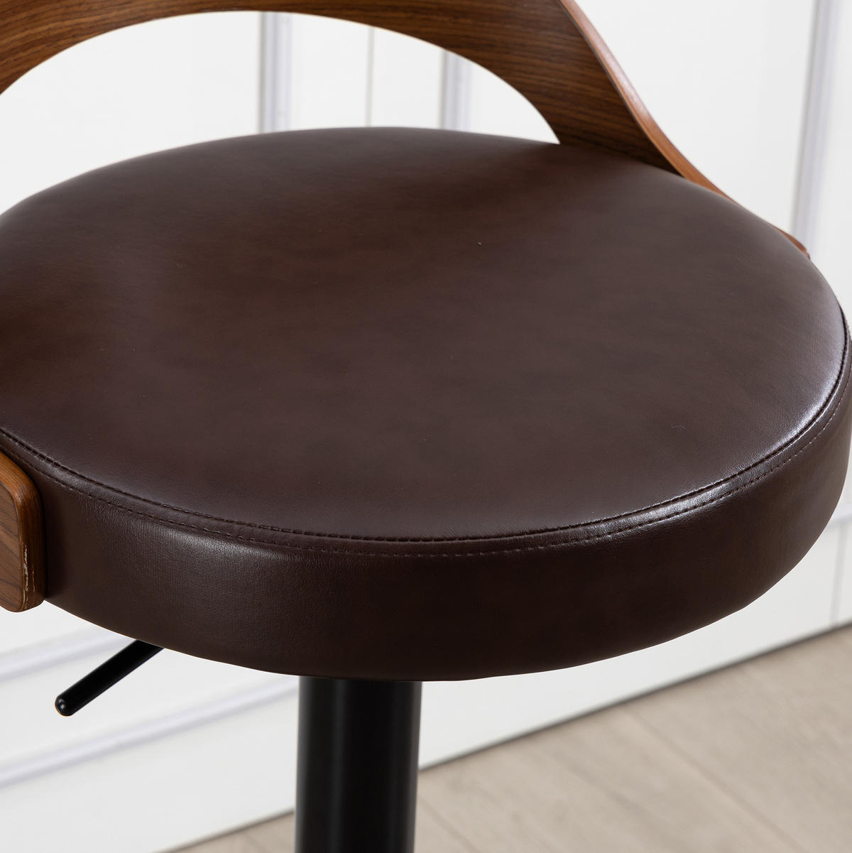 BARHOCKER 2er-Set drehbar höhenverstellbar mit Rückenlehne PU-Leder Braun - Braun, Metall (42/77/42.5cm) - Meubliv