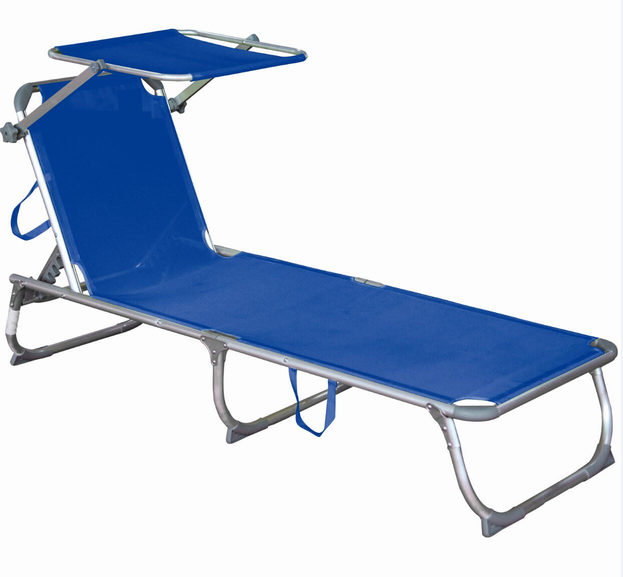 SONNENLIEGE Cairo Verstellbar Blau Gartenliege mit Dach - Blau, Kunststoff (61/30/188cm) - DELUKE