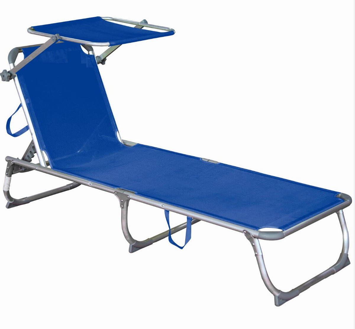 SONNENLIEGE Cairo Verstellbar Blau Gartenliege mit Dach - Blau, Kunststoff (61/30/188cm) - DELUKE