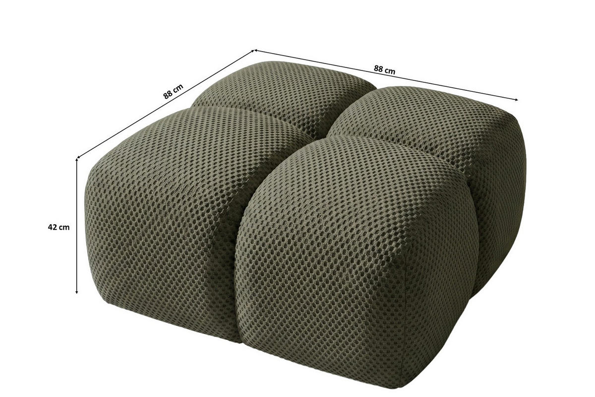 HOCKER, Pouf, Strukturierter Premiumstoff Sonic, Grün, Averro - Grün, Holz (88/42/88cm) - Kaiser Möbel