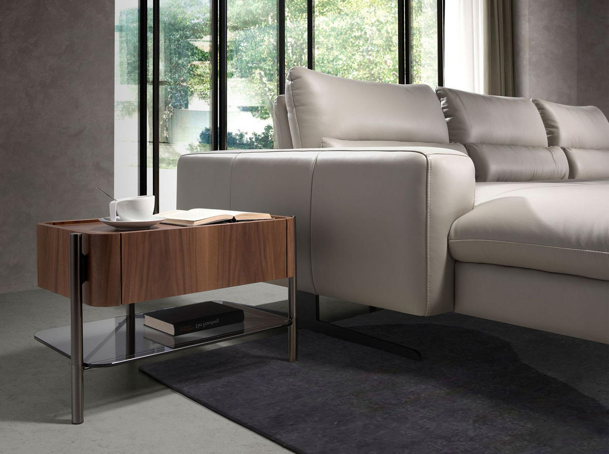 NACHTTISCH Nussbaum und dunkler Stahl - Silberfarben/Nussbaumfarben, Holz/Holzwerkstoff (65/39/39cm) - ANGEL CERDA