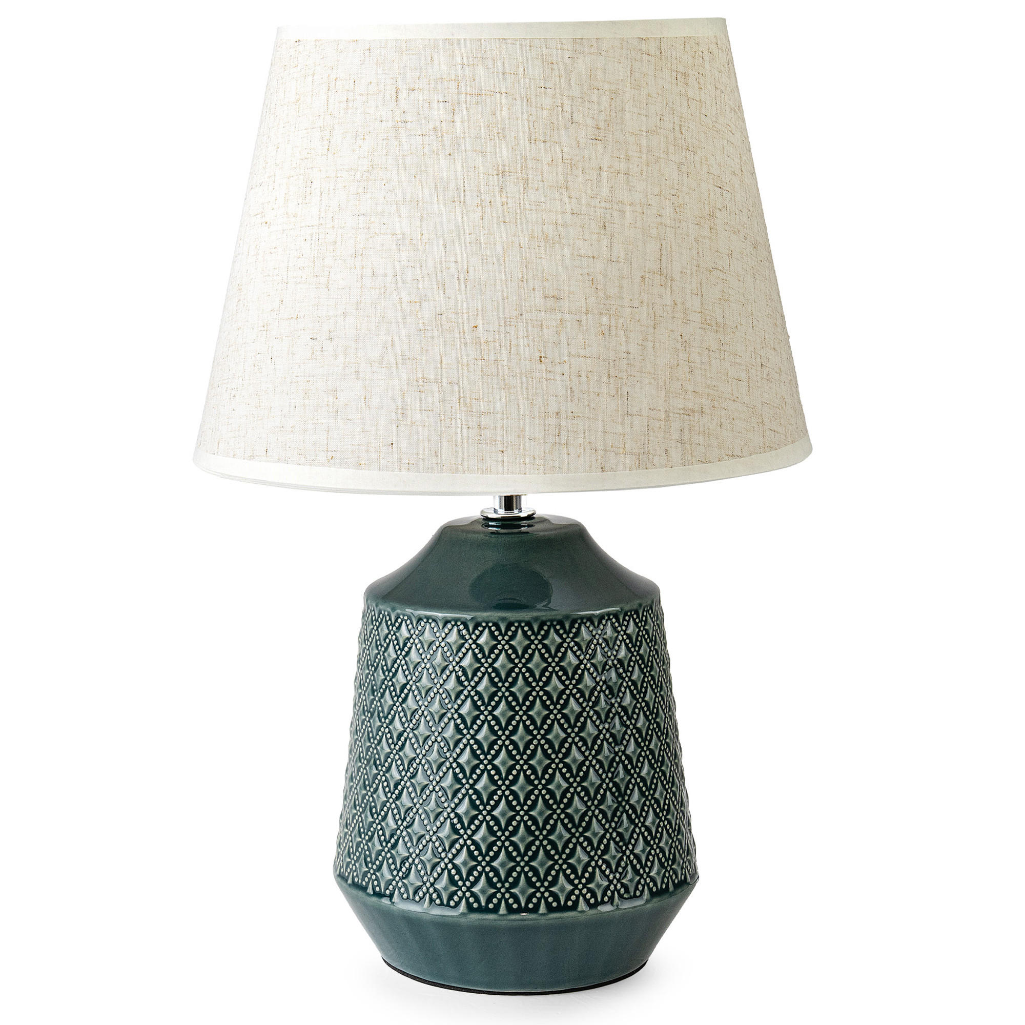 TISCHLEUCHTE SOPI, Tischlampe, Beige, Meeresfarbe - Türkis/Beige, Keramik/Textil (25/25/39cm) - KONSIMO®