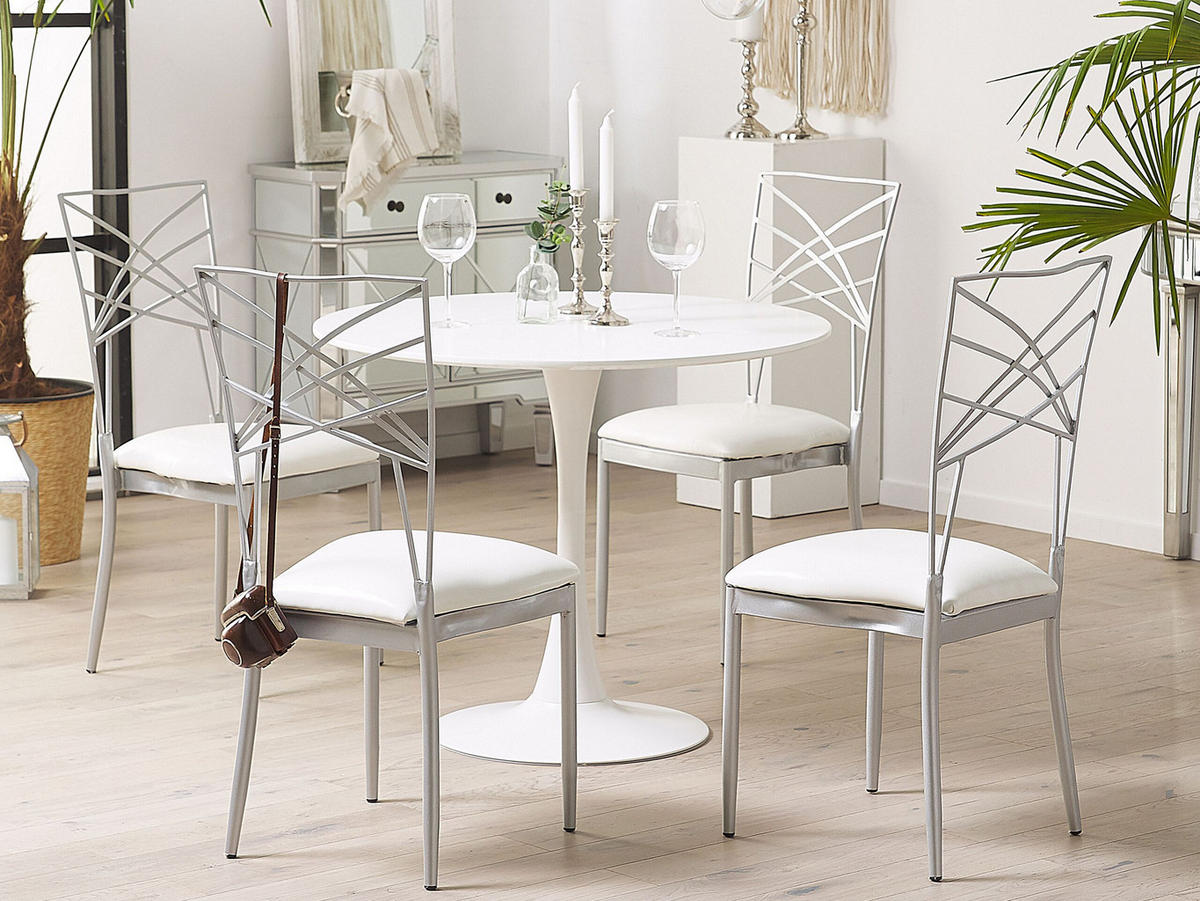 STUHL 2er-Set Metall Silber Girard - Silberfarben, Textil/Metall (41/91/42cm) - Beliani