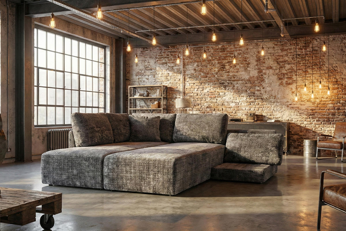 SCHLAFSOFA SADIRA Grau Flachgewebe - Schwarz/Grau, Kunststoff/Textil (288/209cm) - KAWOLA