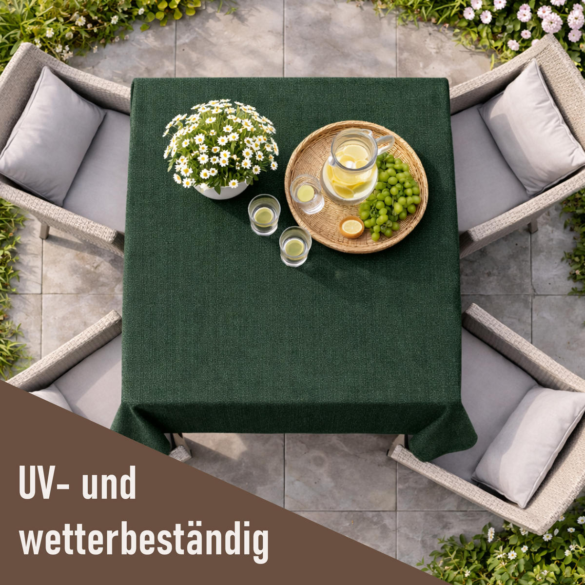 TISCHDECKE Garten Weichschaum 110x140cm - Dunkelgrün - Dunkelgrün, Kunststoff (140/110cm) - Bestlivings