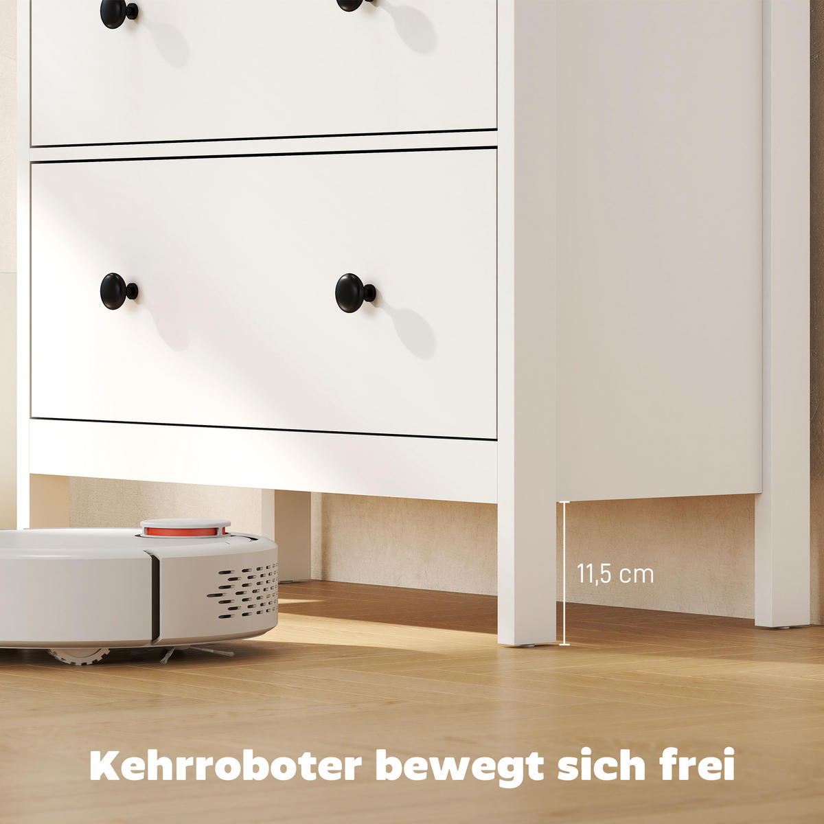 KOMMODE Moderner Sideboard mit 4 Schubladen für Wohnzimmer Weiß - Schwarz/Weiß, Holzwerkstoff/Kunststoff (35/97/74cm) - HOMCOM