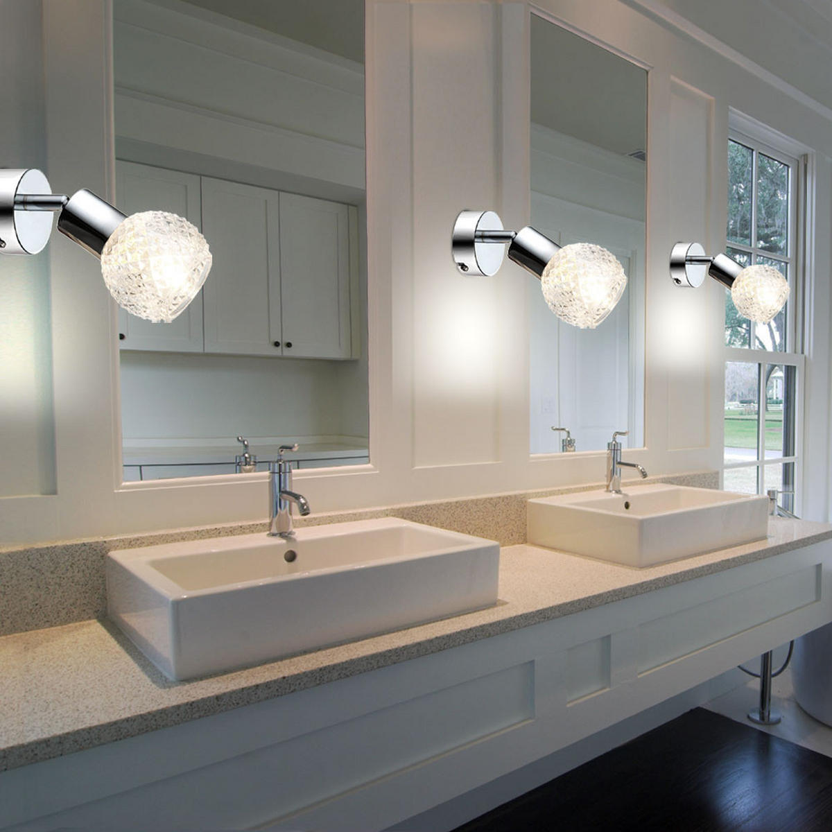 WANDLEUCHTE Chrom Glas Silber - Silberfarben, Glas (8/15.5/17cm) - Globo Lighting