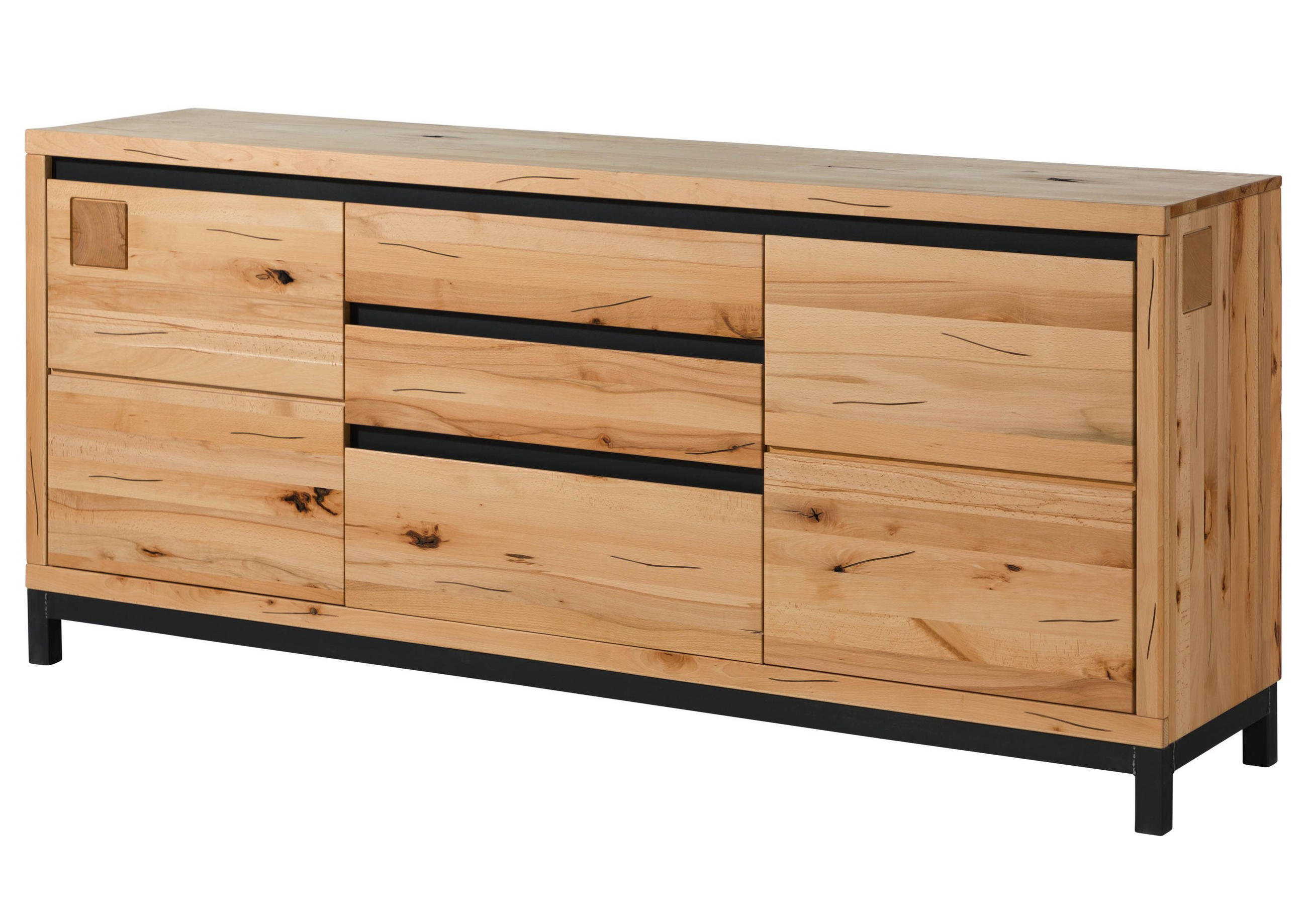 SIDEBOARD Kernbuche 190x45x85 natur geölt VILLANDERS #151 - Braun, Holz (190/85/45cm) - Massivmoebel24