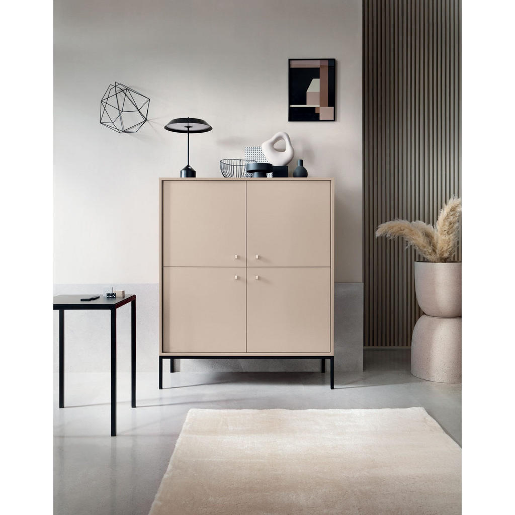 Thumbnail - Möblo Kommode, Beige, Schwarz, Holzwerkstoff, 104x125x39 cm, Wohnzimmer, Kommoden & Sideboards, Highboards