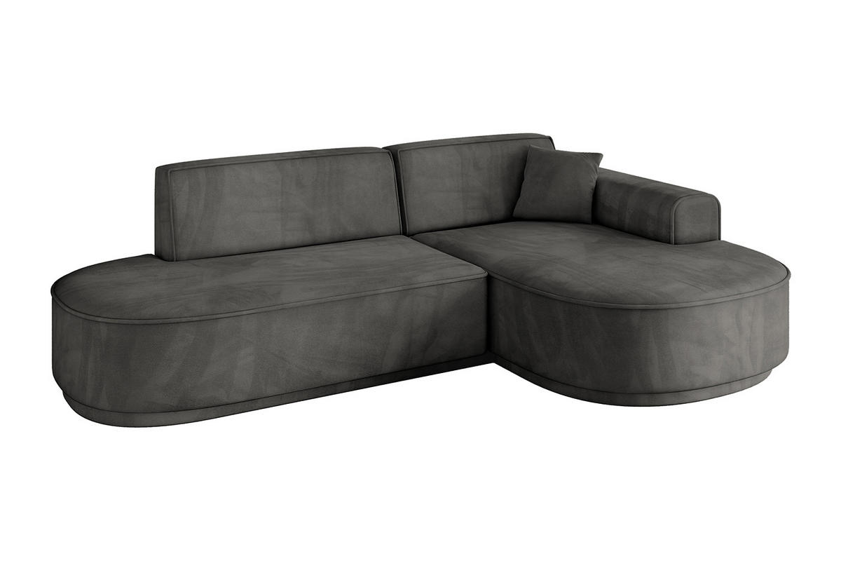 ECKSOFA Ottomane Rechts MARI-L1-v3 - 243x171x83 cm Dunkelgrau Velours - Dunkelgrau/Schwarz, Holzwerkstoff/Kunststoff (171/243cm) - ALTDECOR