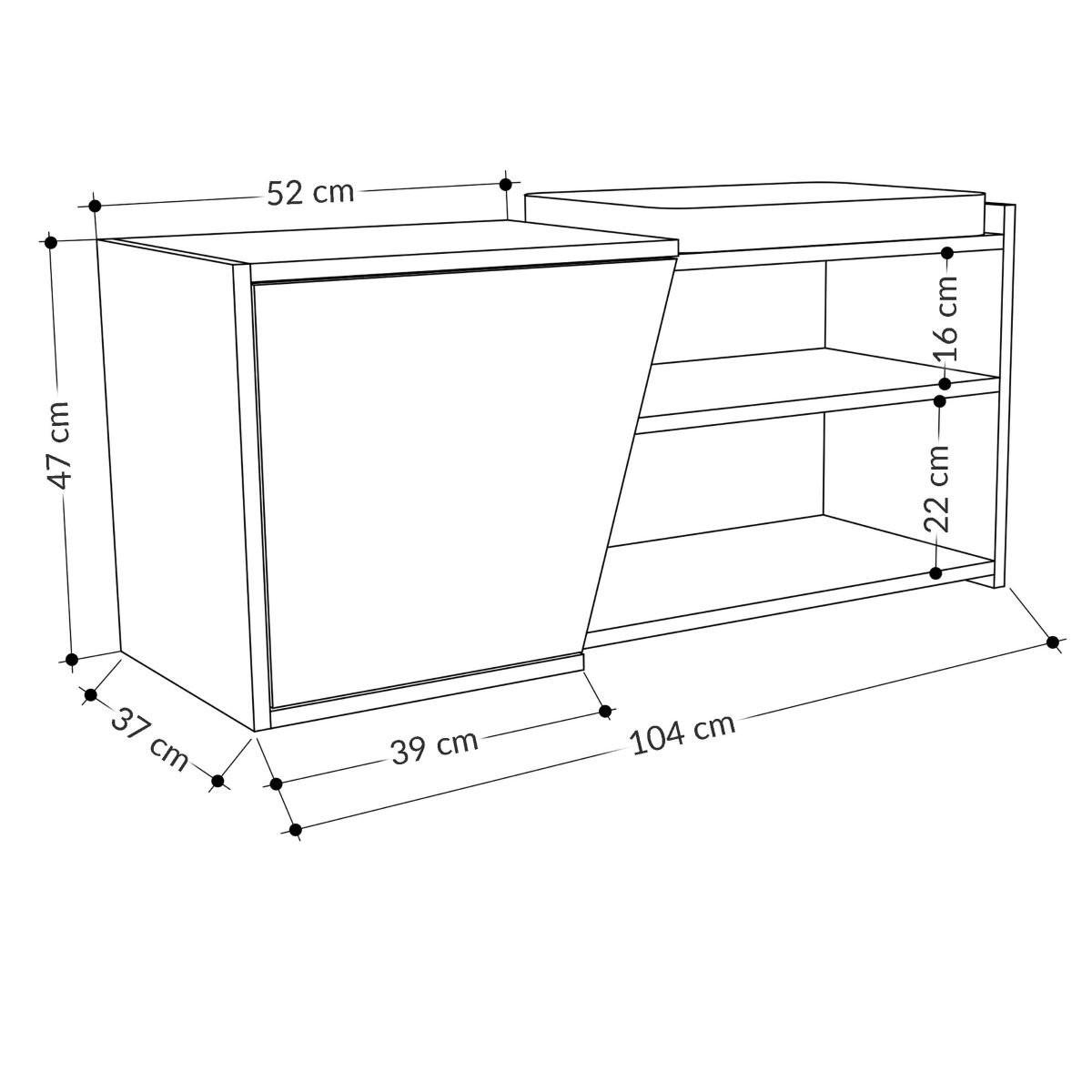 SCHUHSCHRANK 1 Tür L104 cm - Fiona - Anthrazit, Holzwerkstoff (47/37/104cm) - Calicosy