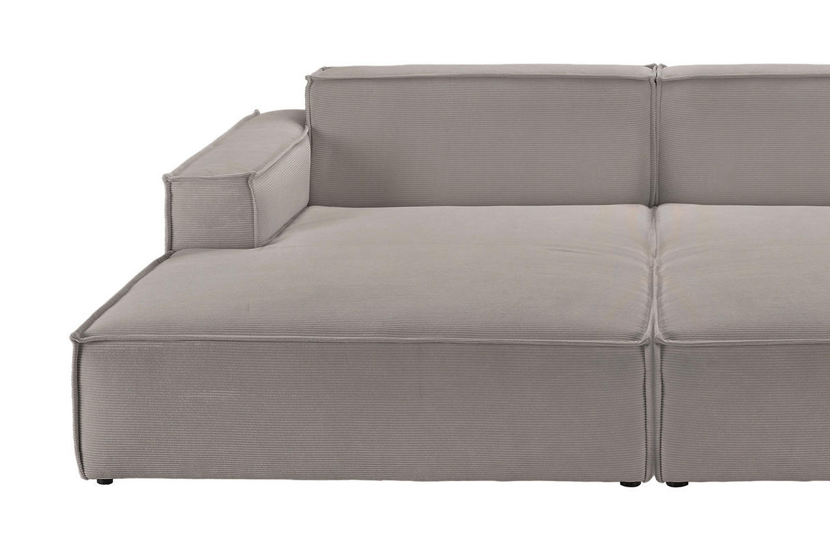 BIG SOFA SAMU Grau Cord - Schwarz/Grau, Textil (256/72/168cm) - KAWOLA