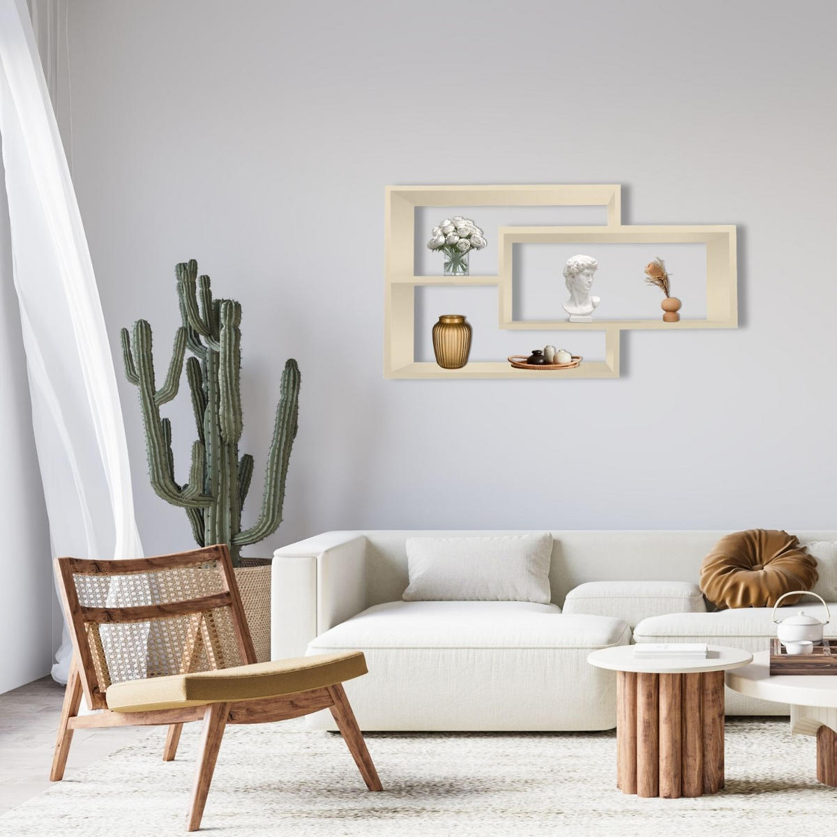 SCHWEBEREGAL KARO Beige - Beige, Holzwerkstoff (20/59/104cm) - Mein-Regal