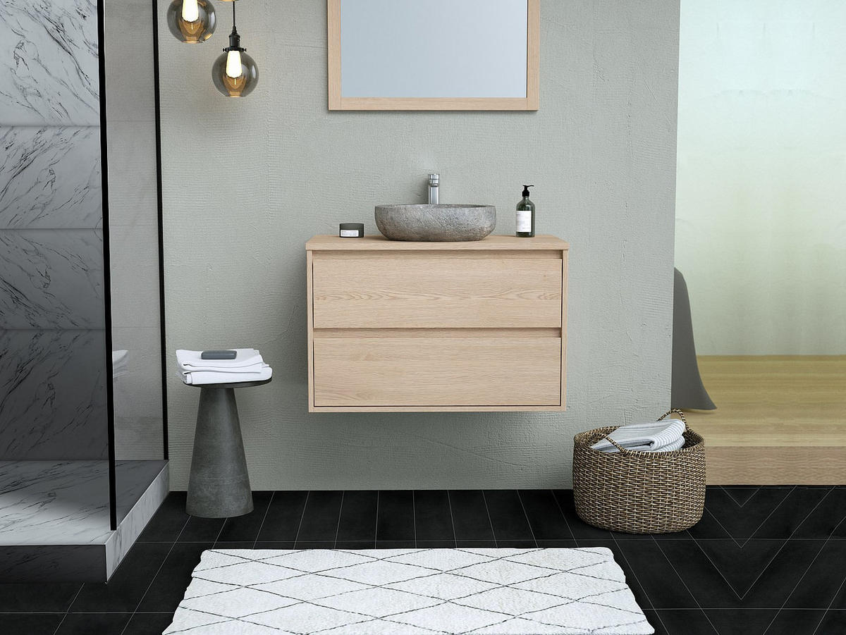 EINZELWASCHTISCH - 80 cm x 45 cm - holz - naturfarben hell Milipam - Naturfarben, Holz/Holzwerkstoff (80/50/45cm) - Vente-Unique