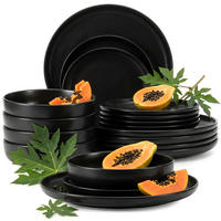 TAFELSERVICE VICTO 6 Personen 18-tlg Schwarz, Matte - Schwarz, Keramik (27/2/27cm) - KONSIMO®