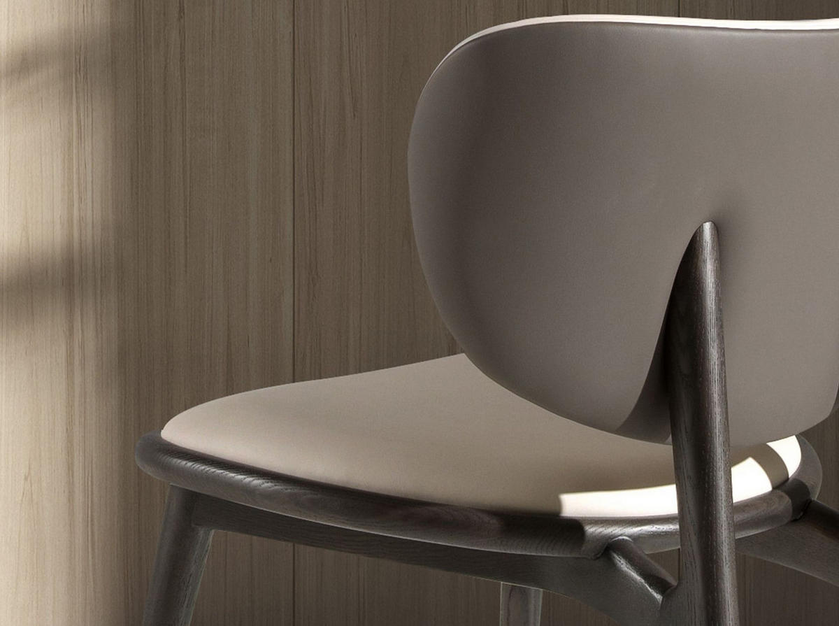 STUHL Angel Cerdá Modell 4257, Kunstleder Creme-Dunkelgrau - Wildeiche/Dunkelgrau, Leder/Holzwerkstoff (54/79/63cm) - ANGEL CERDA