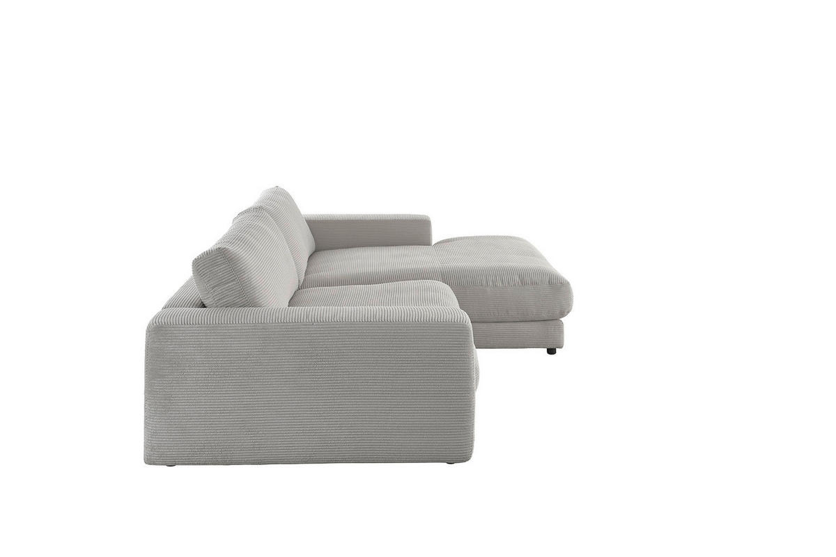 ECKSOFA MADELINE Steingrau Cord - Schwarz/Grau, Kunststoff/Textil (270/190cm) - KAWOLA