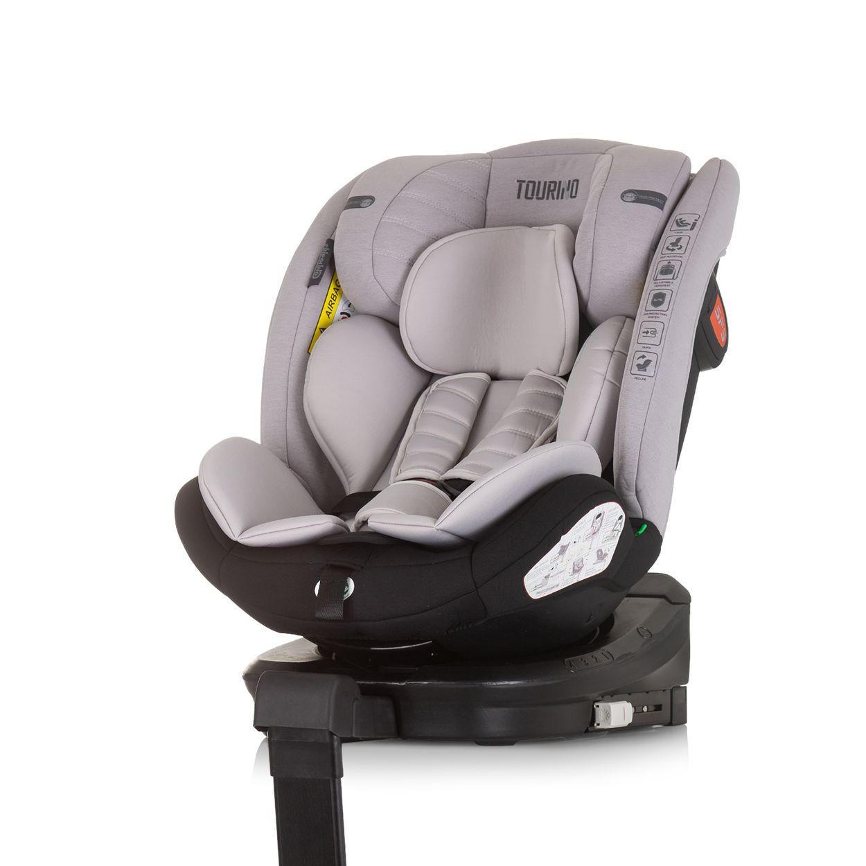 KINDERSITZ Tourino i-Size (40-150cm) dunkelgrau Isofix, höhenverstellbar, Stützbein, drehbar - Grau, Kunststoff (46/78/49cm) - Chipolino