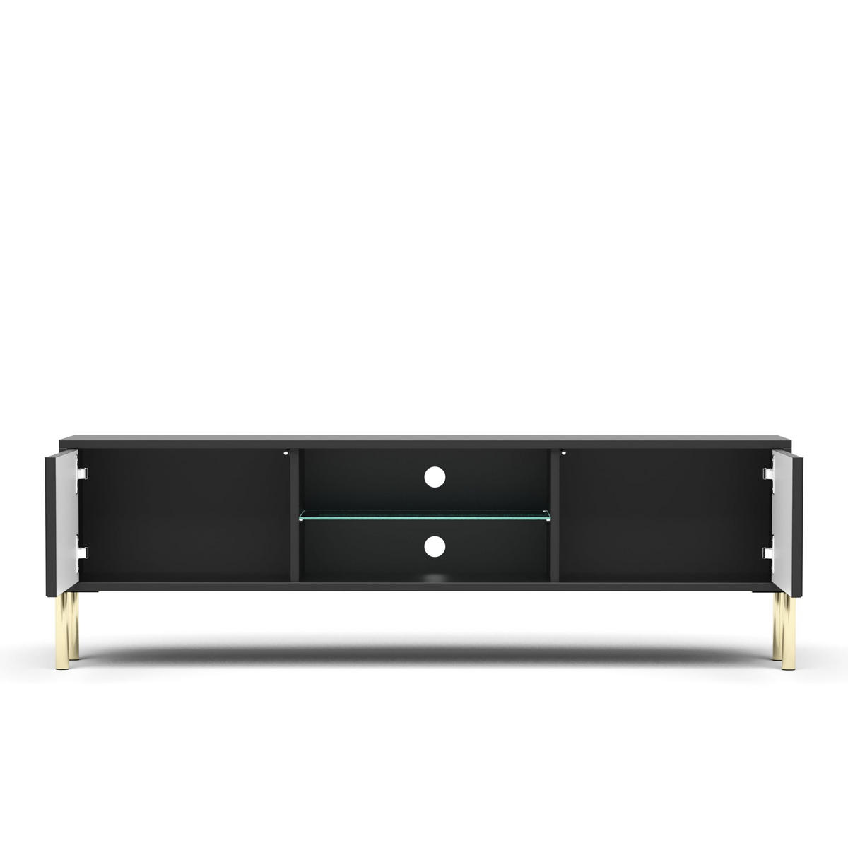 TV-SCHRANK Noxy 135x47x31,6 cm - Lowboard mit Stauraum - Tv Ständer aus Laminierter Spanplatte - Schwarz - Schwarz, Holzwerkstoff (160/55/40cm) - Chilly