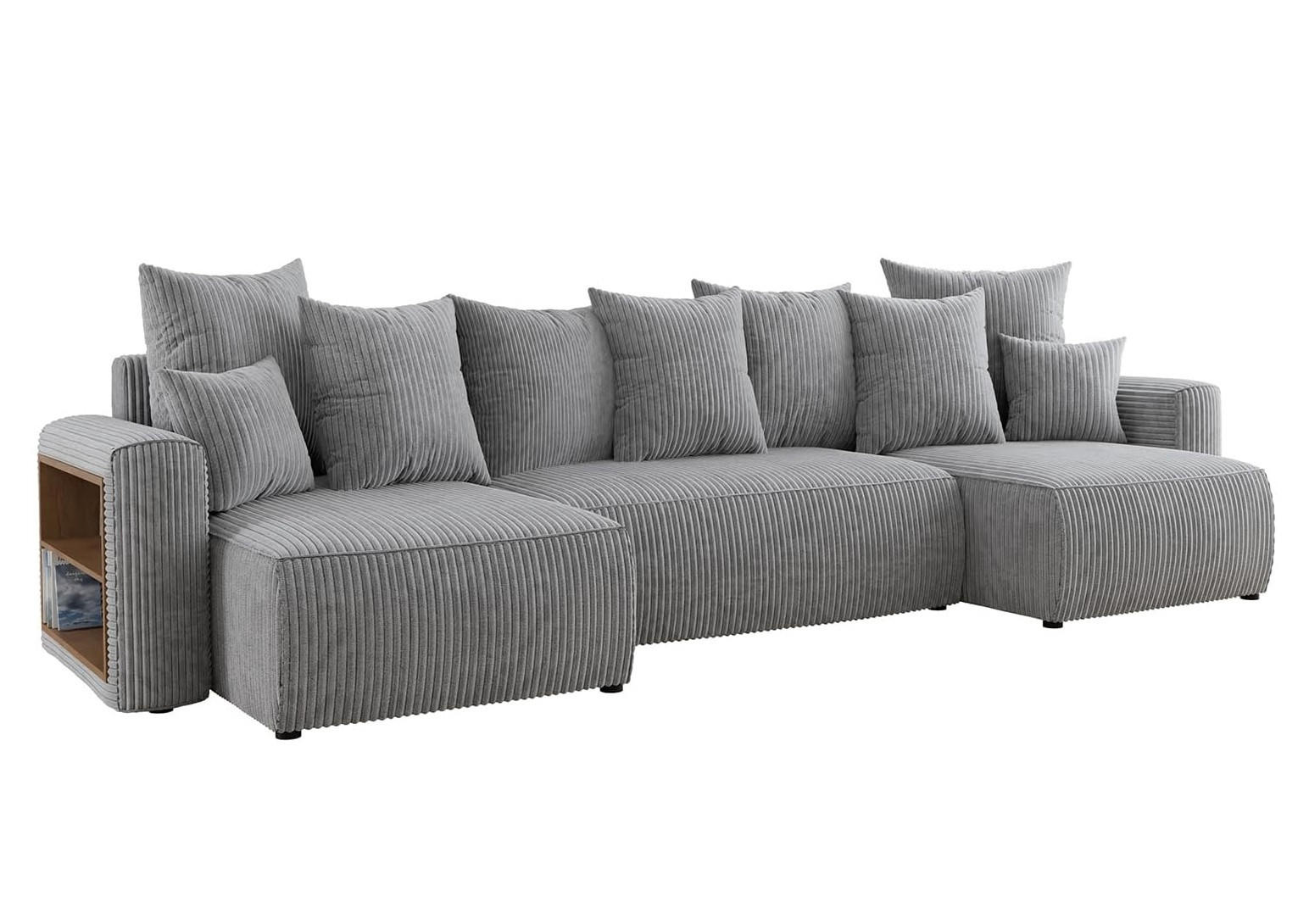 ECKSOFA SOLARIS U - Hellgrau/Schwarz, Holzwerkstoff (312/142cm) - Meblini
