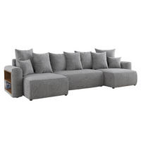 ECKSOFA SOLARIS U - Hellgrau/Schwarz, Holzwerkstoff (312/142cm) - Meblini