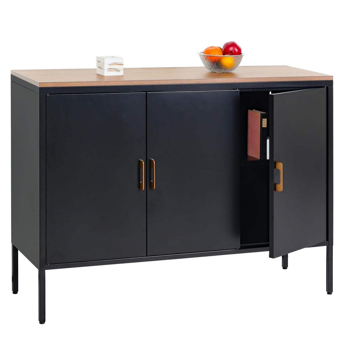 KOMMODE -3 Schwarz - Schwarz, Metall (120/90/40cm) - MCW