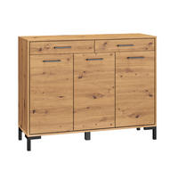 KOMMODE Nevio Artisan Eiche 120 / 33 / 94cm - Schwarz/Braun, Holzwerkstoff/Kunststoff (120/94/33cm) - Feldmann-Wohnen