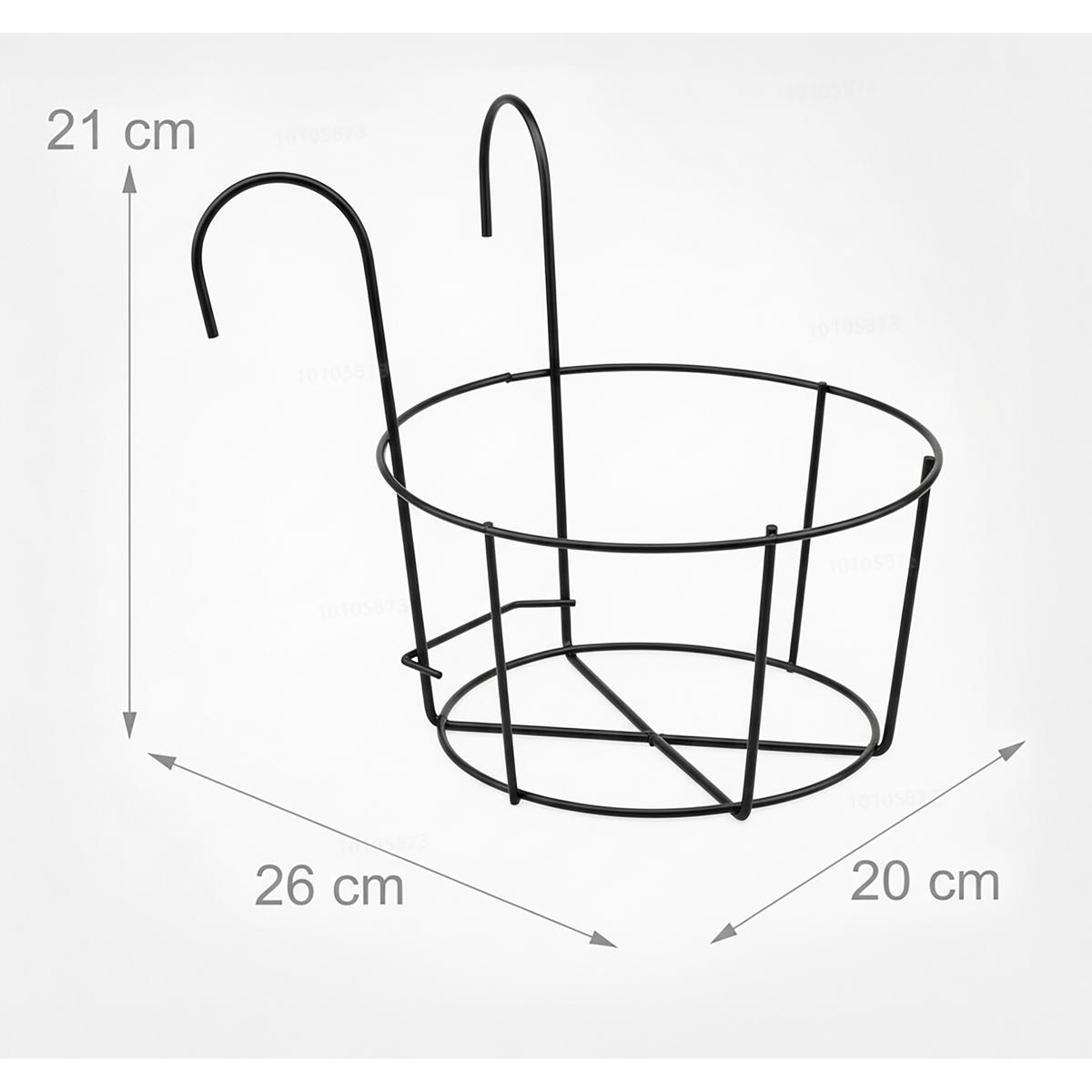 6XZÁVĚSNÝ květináč - černá, kov (20/21/26cm) - Relaxdays