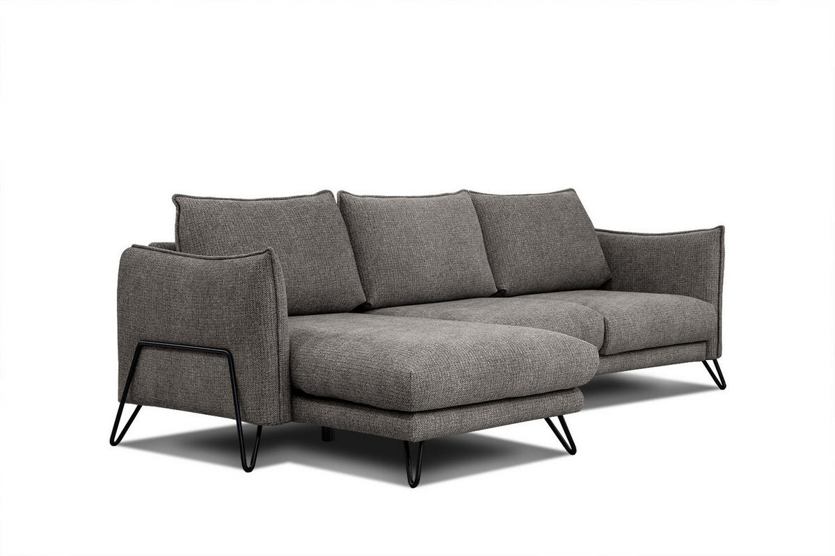 ECKSOFA HOSTEN 4-Sitzer, braun - Schwarz/Braun, Holzwerkstoff/Textil (158/269cm) - Courtois Laville