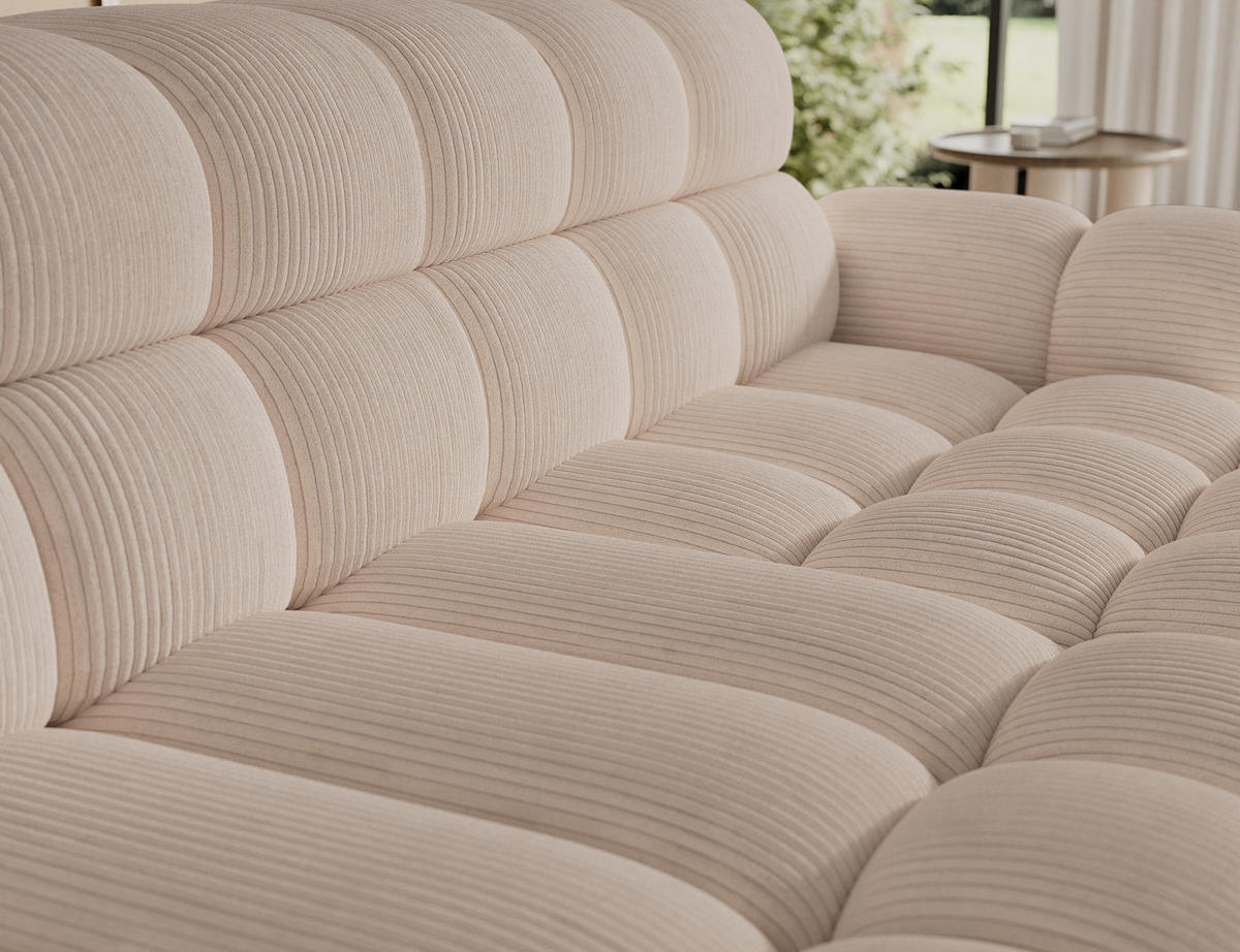 ECKSOFA Lorveno R - Creme (Jarell 20) - Creme, Holzwerkstoff (283/165cm) - Möblo