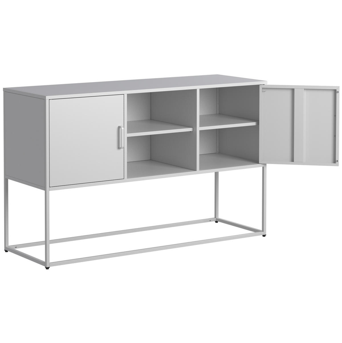 SIDEBOARD 120/40/75 cm weiß aus Metall mit 6 Fächern - Weiß, Metall (120/75/40cm) - OKWISH