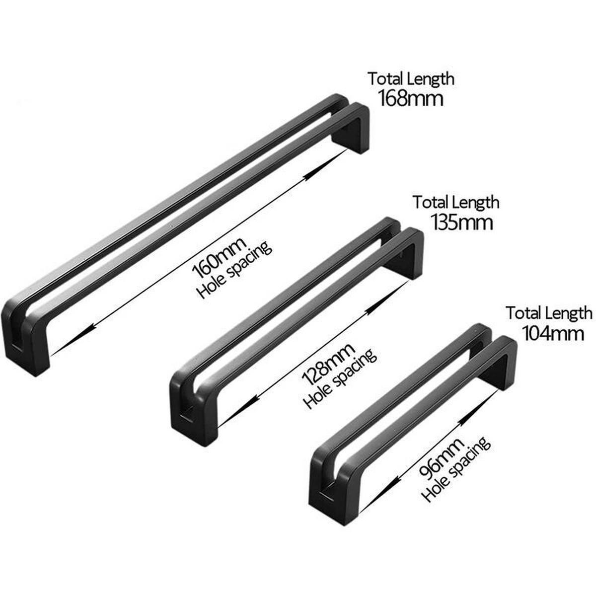 MÖBELGRIFF 10er-Set 160 mm Zinklegierung - Schwarz, Metall (2.5/2.5/16.9cm)