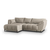 ECKSOFA VESTANO L-S Beige Velours-Stoff mit Schlaffunktion - Beige, Holz (287/182cm) - MASSENO