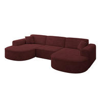 WOHNLANDSCHAFT MARI-U1 - 303x171x79 cm Bordeaux Velours - Bordeaux/Schwarz, Holzwerkstoff/Kunststoff (303/79/171cm) - ALTDECOR