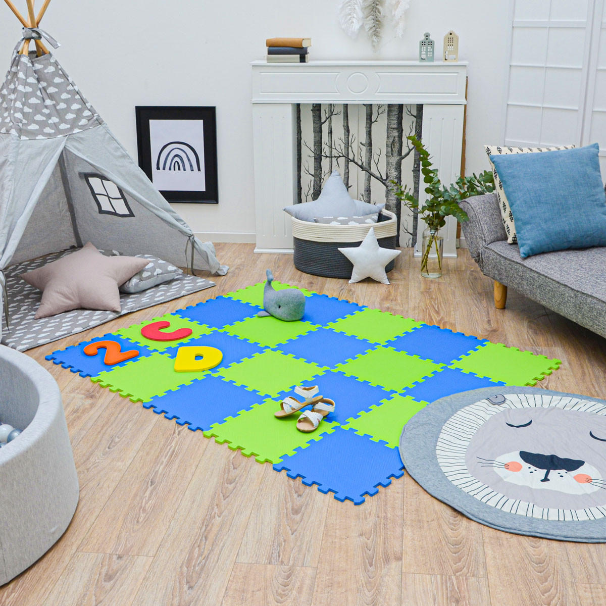 SPIELMATTE ab Null - 180/90/1 cm Puzzlematte Grün - Multicolor, Kunststoff (30/30cm) - Littletom