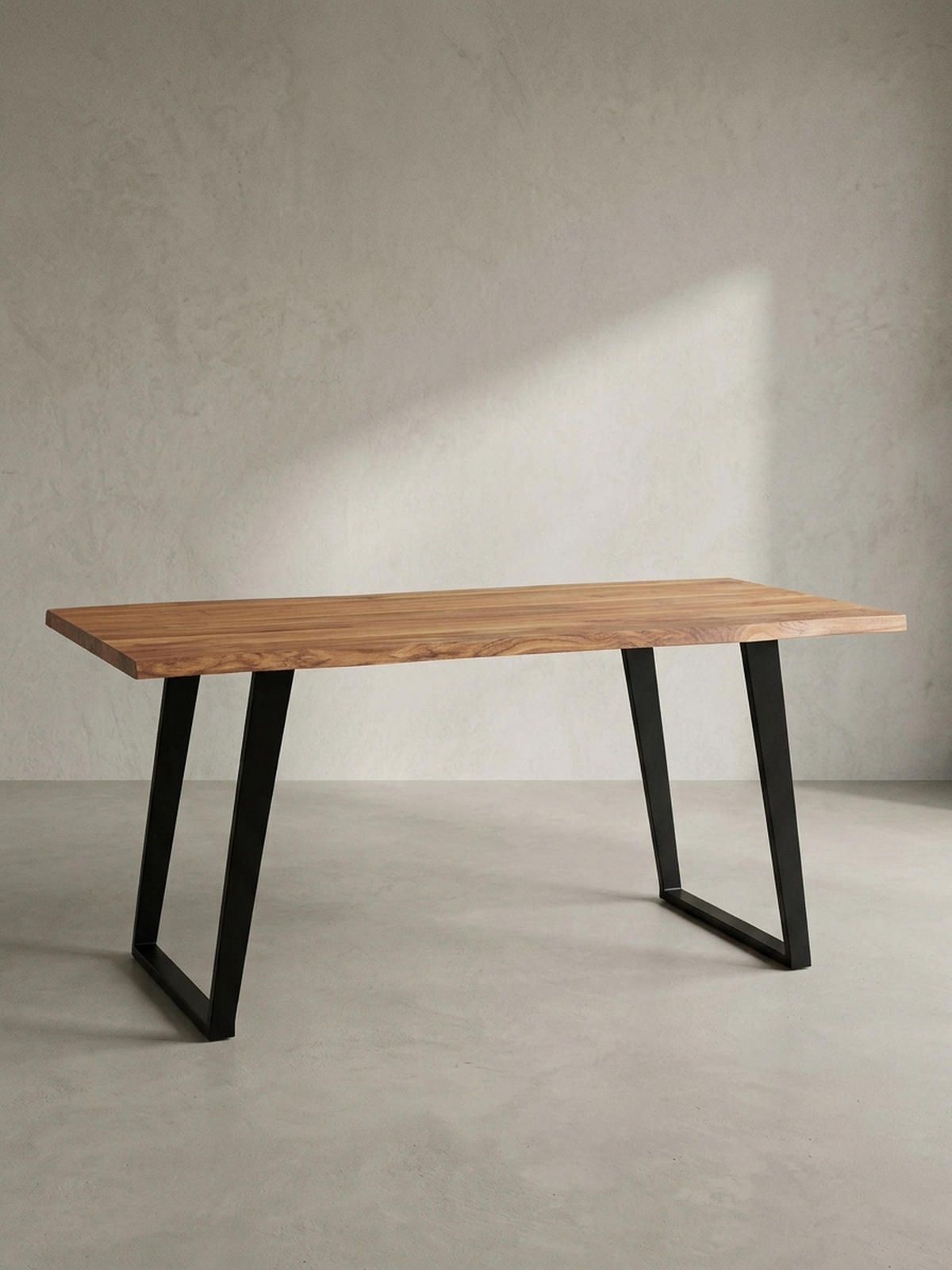 ESSTISCH Massivholz Baumkante Metall U-Gestell Handgefertigt ATOLL, Goldbraun-Schwarz 160x80x76 cm - Schwarz/Braun, Holz/Metall (80/160/76cm) - KADIMA DESIGN