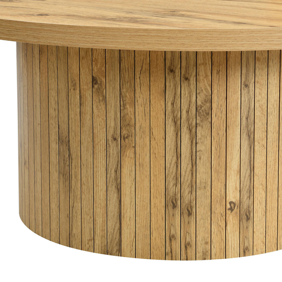 COUCHTISCH SET in Naturfarben mit 2 runden Tischen und Naturholzlatten für Wohnzimmer, B75/T75/H36cm und B50/T50/H50.5cm - Naturfarben, Holzwerkstoff (75/75/50.5cm) - STILVORA