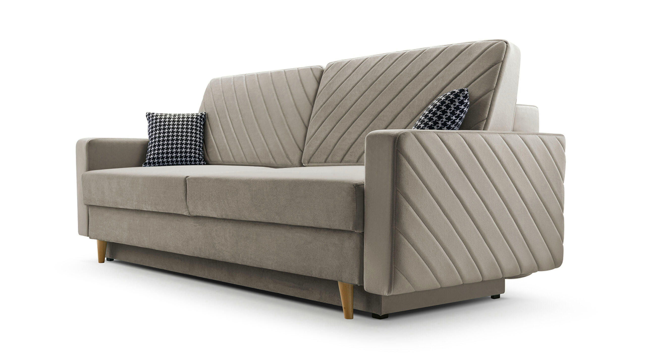 SCHLAFSOFA - California - Paros - 03 Cappuccino - Hellbraun, Holz (230/96/97cm) - Möblo