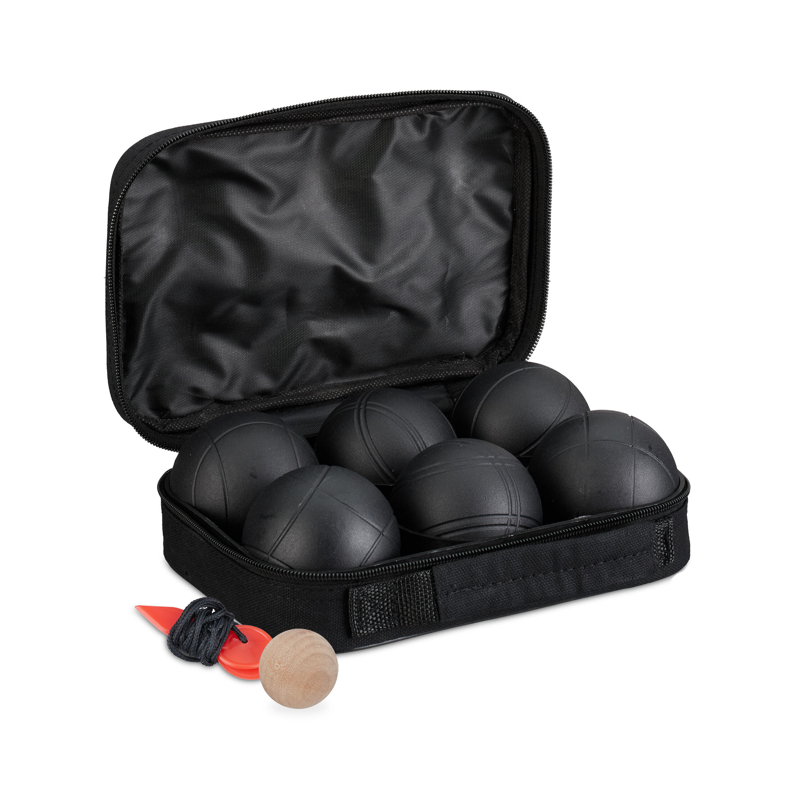 Relaxdays KOULE Černá 6er-Set na pétanque s taškou
