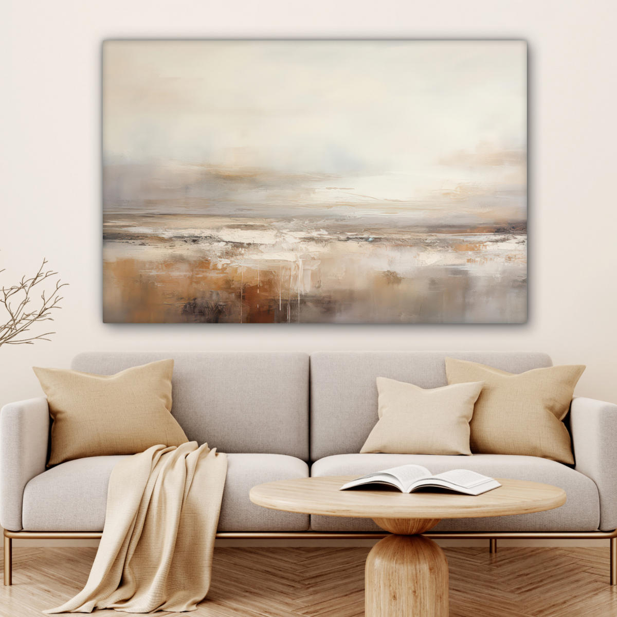 LEINWANDBILD - Kunst - Industriell - Grau - Braun - Abstrakt - 120x80 - Kunstdruck - Sandfarben, Textil (120/80cm) - MuchoWow